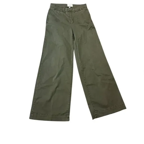 FRAME Wide Leg Utility Pants Size 26 – Olive Green Cotton Twill
