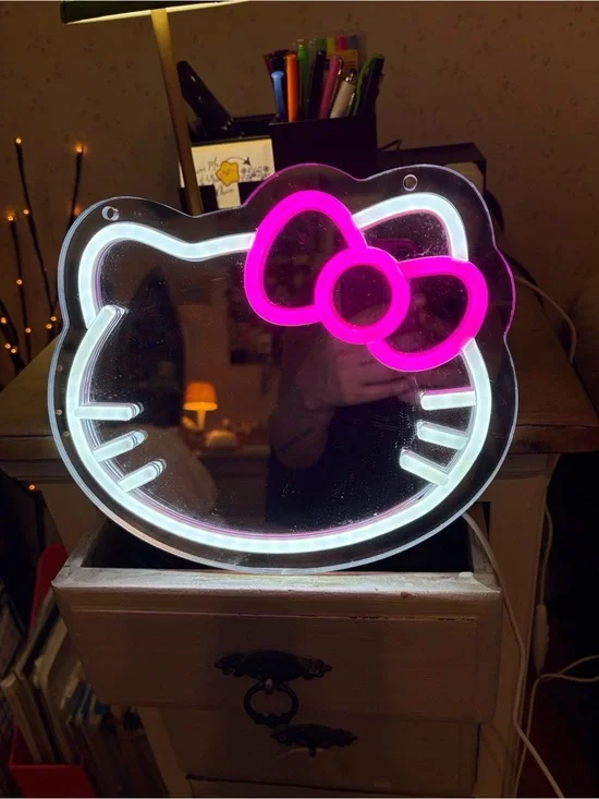 Hello Kitty LED Neon Sign Wall Decor Pink Bow USB Powered Sanrio Light