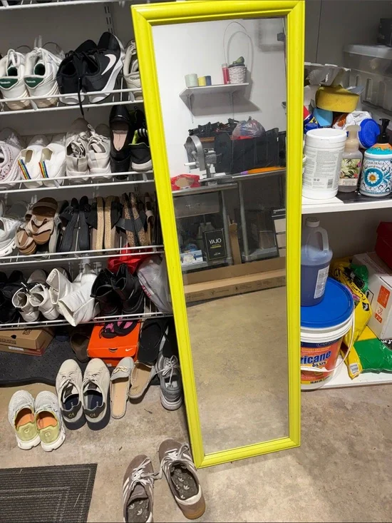 Full-Length Yellow Framed Mirror