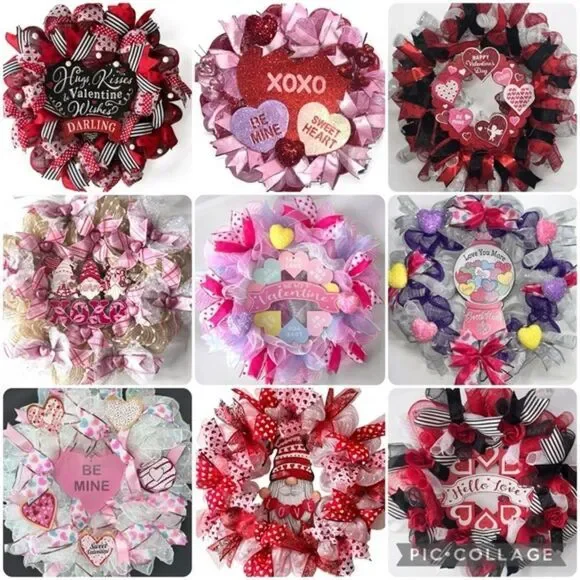 Made to order ‼️Beautiful Valentine’s Day wreath hand made deco mesh wreath