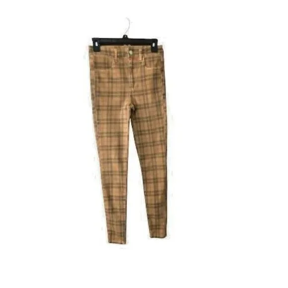 American Eagle Next Level Stretch Super Hi-Rise Plaid Print Jeggings Size 2