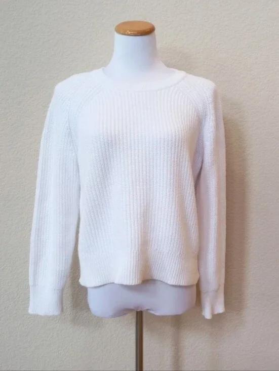 J. Crew white combed knit 100% cotton crewneck sweater