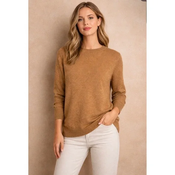 J.Crew XXS Camel Wool Blend Longline‎ Crewneck Sweater