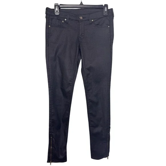 &Denim Black Pleather Glitter Pants Jeans Size 27