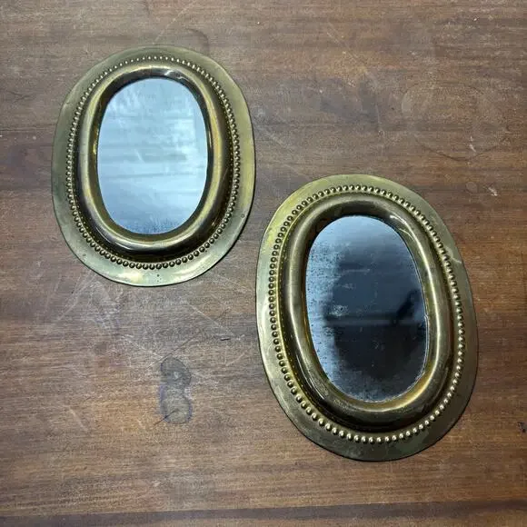 Small Oval Gold Wall Mirrors Set of 2