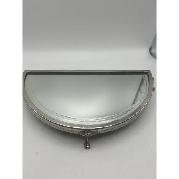 Vintage Silver Plated And Etched Plateau Mirror. Early 20th Century.