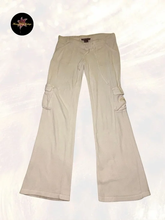 Hale Bob White Velour Cargo Flare Pants