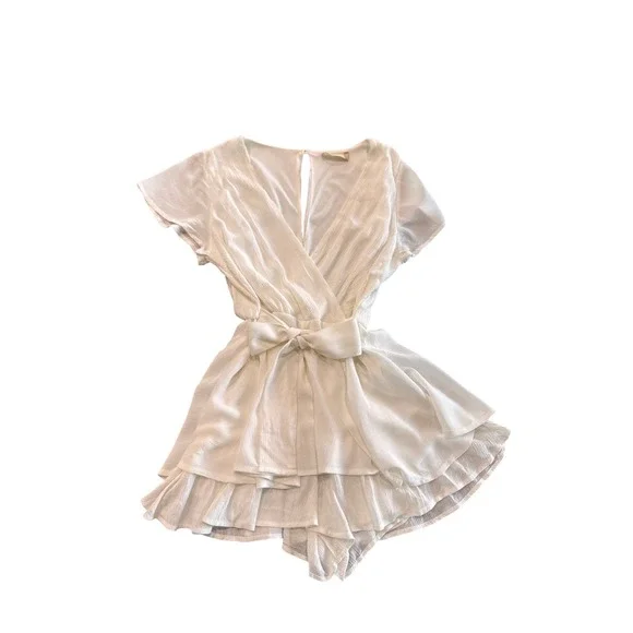 Altard State White Ruffled Tiered‎ Romper Size S Summer Beach Boho Casual Cute