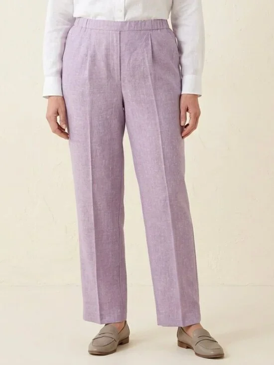 Alfred Dunner Elastic Waist Purple 18W Proportioned Dress Pants