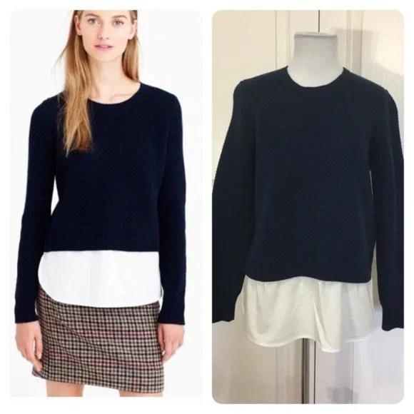 J. Crew Navy & White Shirttail Sweater