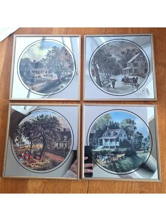 Set of 4 Vintage Currier & Ives 8