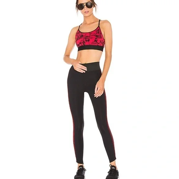 Koral High Rise Tone Leggings Black & Red Stripe