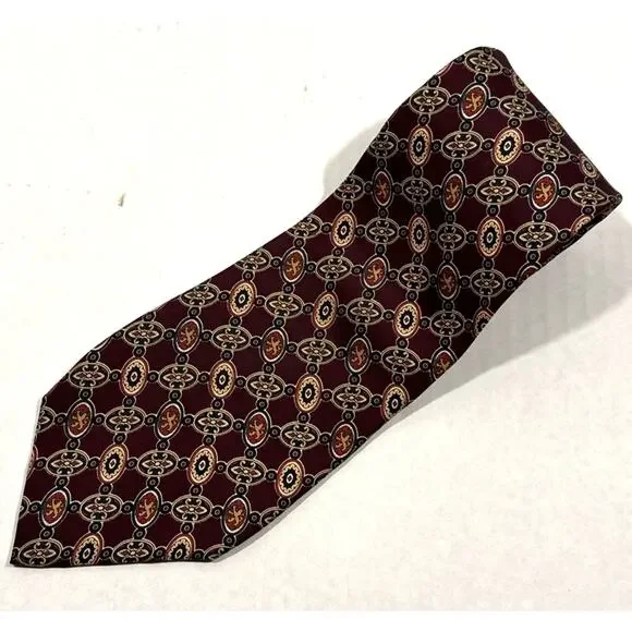 VTG Tommy Hilfiger REPP Necktie Silk Foulard Medallion Made in USA 59