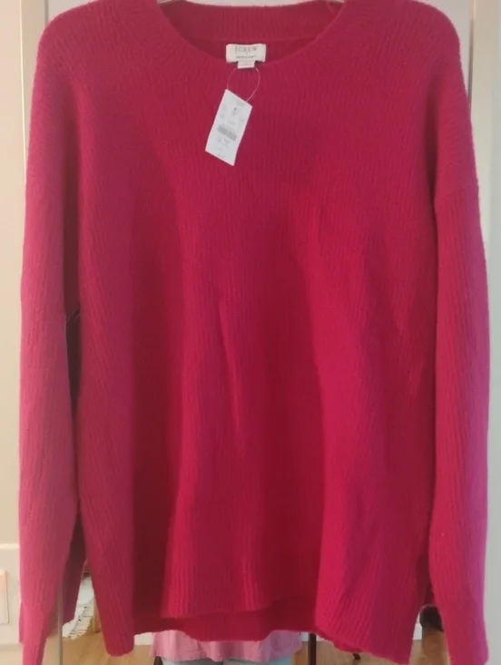 J. Crew Women's Crewneck Sweater in Fiusa Pink Size Small NWT