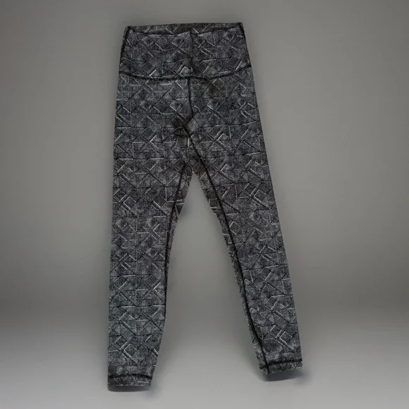 Lululemon Wunder Under 6 Luon Jacquard High‎ Rise Leggings Black White 25