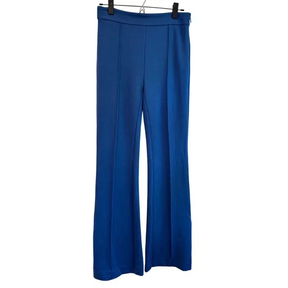 Ann Taylor Blue High Waisted Pintuck Flare Leg Trousers Size 2 Side Zip Career