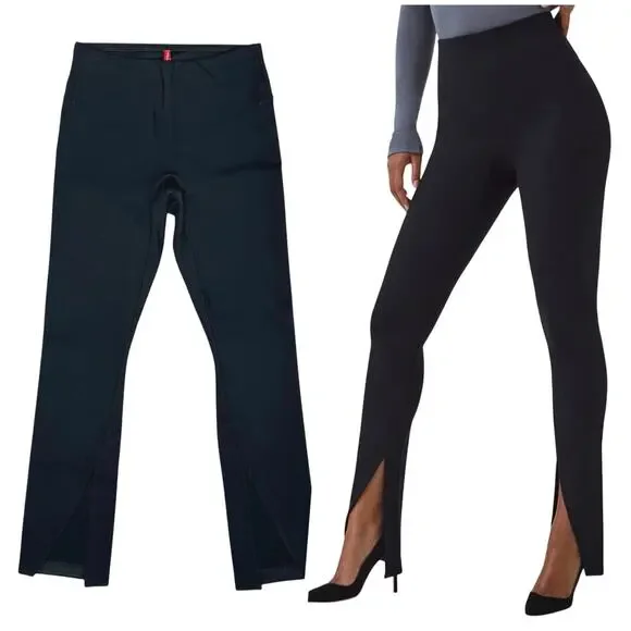 Spanx | Women | The Perfect Front Split Hem Solid Black Leggings | Size Small