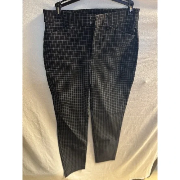 Nine West Women's Black Checked Trousers‎ Size 6 Slim Ankle Rayon Nylon Stretchy