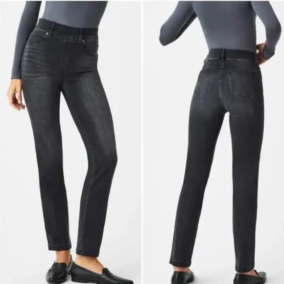 SPANX Straight Leg Women’s Pants in Washed Black Sz M