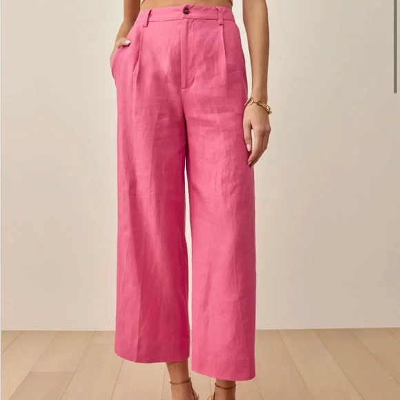 Reformation Petites Tommy Linen pink Pant 2P