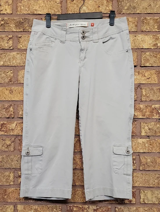 Christopher Blue Capri Double-Button Capri Cargo Cotton Stretch Pants Size 8