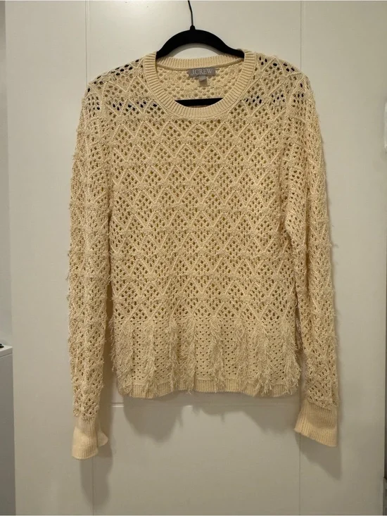 J. Crew Cream Open-Knit Summer Sweater - Women's Large