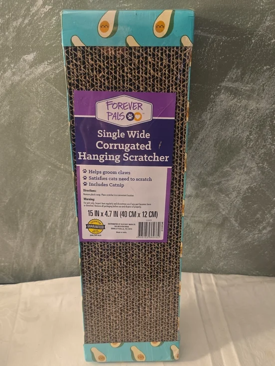 Forever Pals Single Wide Corrugated Hanging Scratcher - Teal with Avocado Print