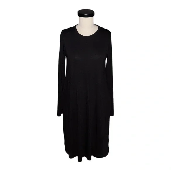 J. Crew Black Swingy Long Sleeve Dress
