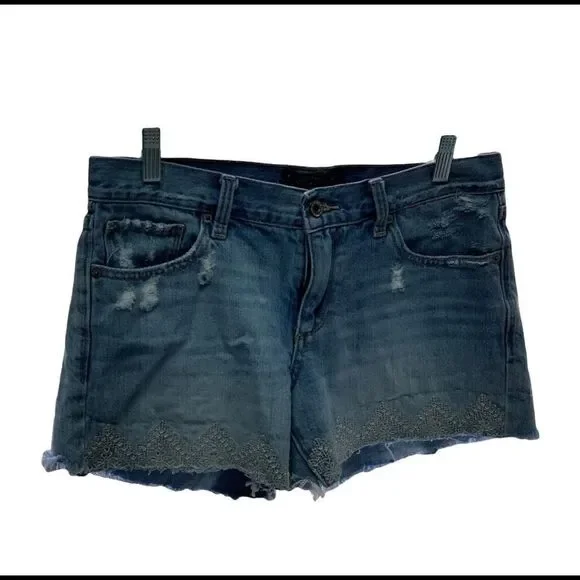 Lucky Brand The Cut Off Raw Hem Embroidered Shorts