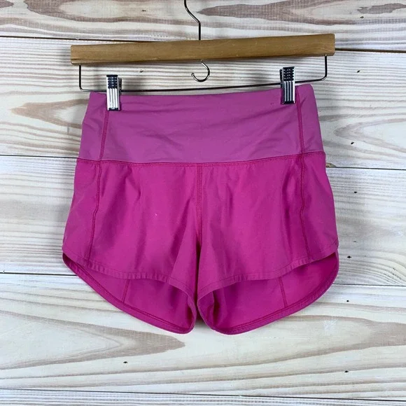 Lululemon Speed Up Shorts Womens 2 Pink High Rise Lined Running Athletic 2.5