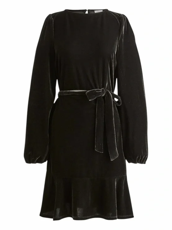 NWT! J. Crew Black Velvet Tie-Waist Mini Dress. Size Large.