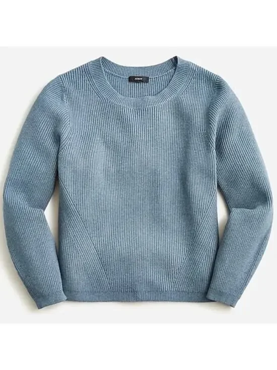 J. Crew Ribbed Stretch Crewneck Sweater in Heather Seascape Size Large