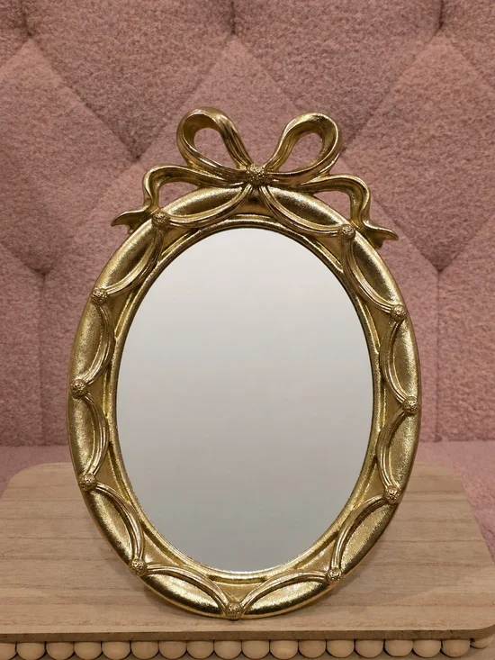 Gold Bow Oval Table Mirror