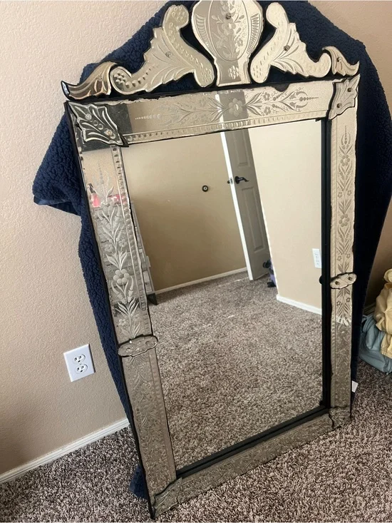 Ornate Silver Venetian-Style Wall Mirror - Silver