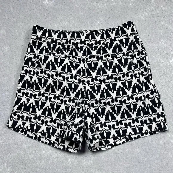 Anthropologie Shorts Women 2 Black White Print Cartoonier Lithograph High Waist