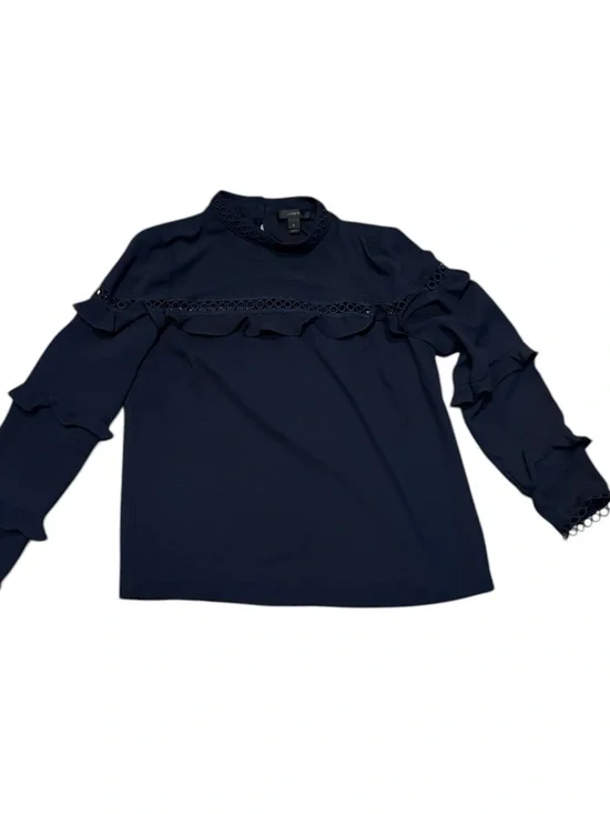 J. Crew navy blue ruffled top blouse 0
