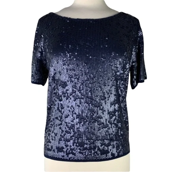 J. Crew Gorgeous Navy Full Sequined Top Size X-Small