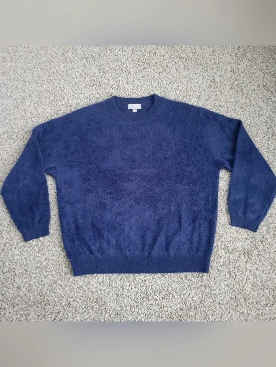 J. Crew Brushed Cashmere Crewneck Relaxed Sweater Crew Neck Navy Blue XS X Small