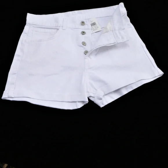 John Galt White Denim Jean Shorts High Waist Button Fly M