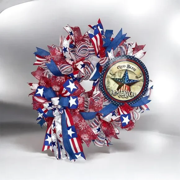 God Bless America Fourth July Wreath