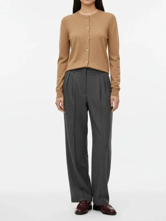 J. Crew Camel Crewneck Button Cardigan