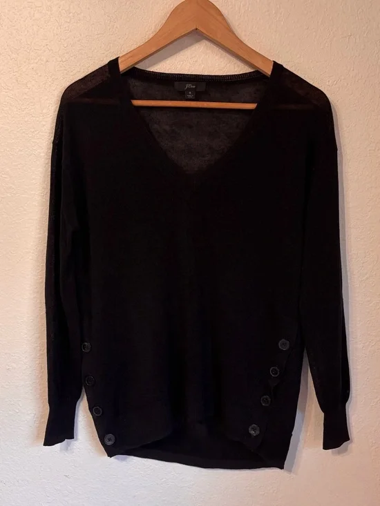 J. Crew Linen Blend V-Neck Sweater Small