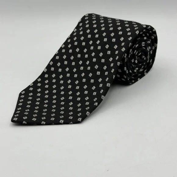 Polo Ralph Lauren Knit Tie 100% Silk Handmade Geometric Checkered Made In USA