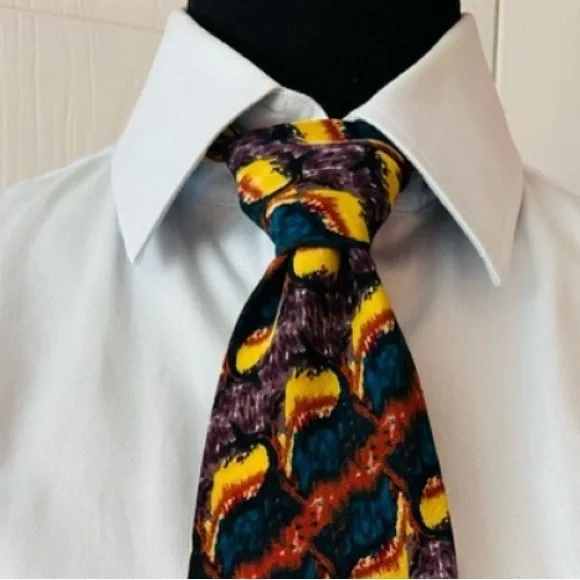 J. GARCIA ~ Multi-Colored Abstract Patterned Neck Tie circa 1980s