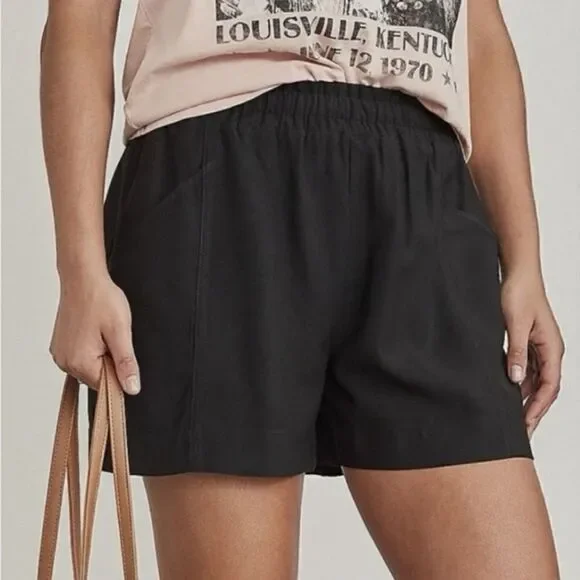 Elizabeth And James Black Paperbag High Waist Short