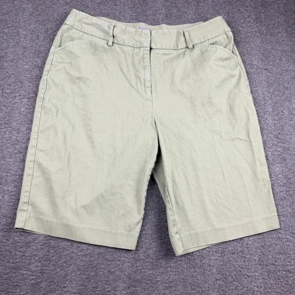Laura‎ Scott Women's Olive Green Bermuda Shorts Cotton Stretch Size 16 Khaki