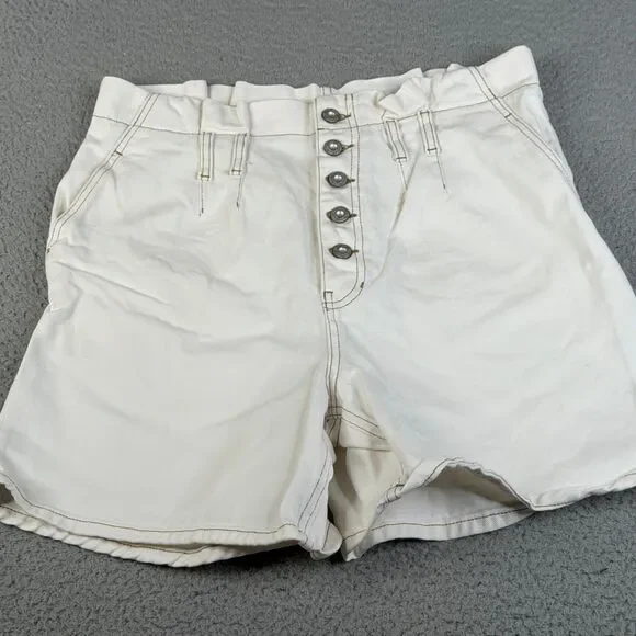 FREE PEOPLE Shorts Womens 6 Small Paperbag High Rise Button Fly Oversize Baggy