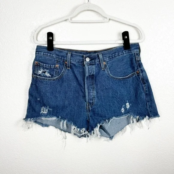Levi's 501 High Rise Short Dark Wash Denim 100% Cotton Size 31
