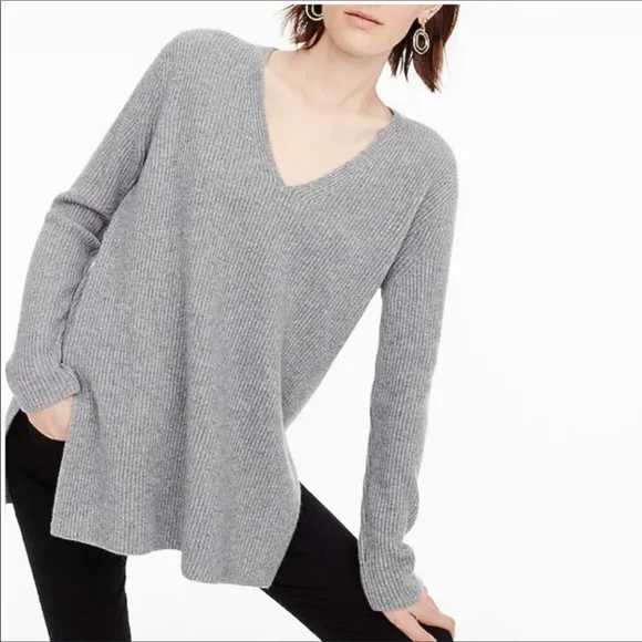 J.Crew Ribbed V-neck cashmere sweater