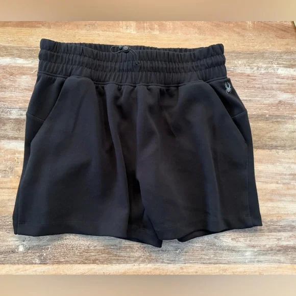 Spyder Active Women's Black Athletic Shorts Pockets Drawstring Pull-On Large